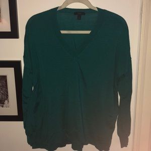 J.Crew emerald green V neck sweater
